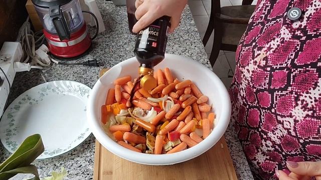 Запеченная рыба с овощами/Baked fish with vegetables смотреть онлайн