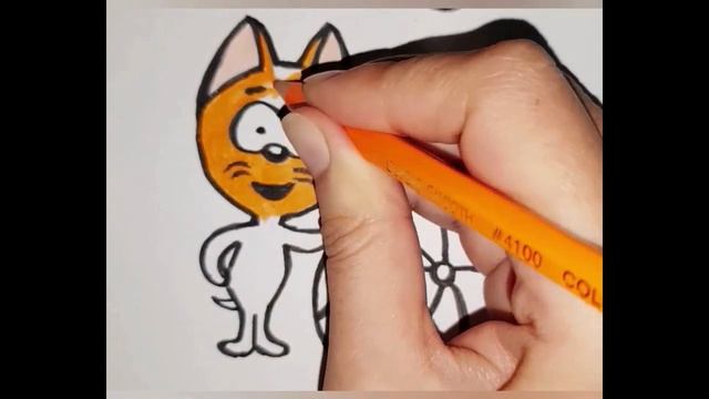 Как нарисовать забавного котёнка Котэ и мячик/мультик раскраска для детей и для самых маленьких смотреть онлайн
