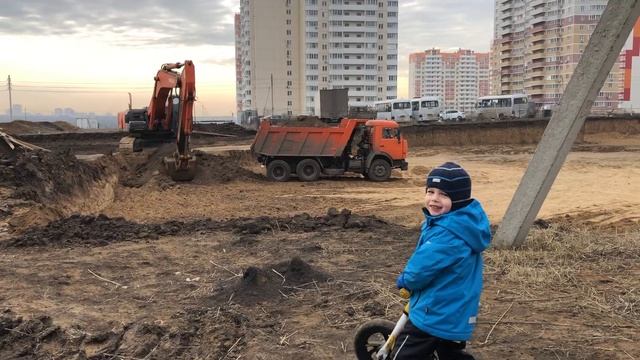 Стройка строительная техника для детей машины грузовые экскаватор