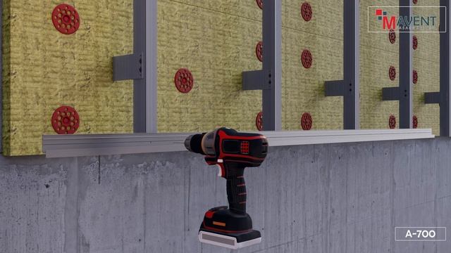 MAVENT FACADE SYSTEMS A-700 Fixing a decorative tongue-and-groove tile under a brick on planks