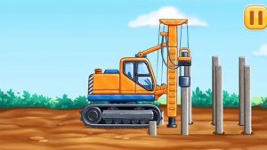 Строим дом Развивающий мультфильм про машинки. Детская строительная техника.Часть-2