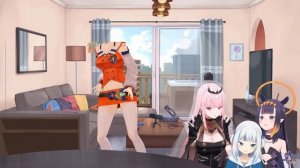 Kiara Dances For Everyone While Waiting | Off Collab【Kiara / Calli / Gura / Ame / Ina / Hololive EN