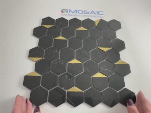 Мозаика HEXAGON NERO MARQUINA GOLD