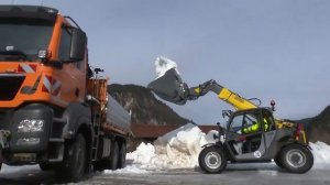 Уборка снега в горах   телескопические погрузчики