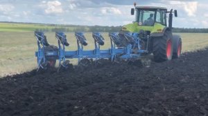 Пахота плуг Lemken Eurodiamant 11 6+1 и трактор Claas Axion 850 ч.7