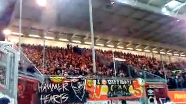 Aufstellung Cottbus Unioner rufen ARSCHLOCH!!