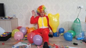 We inflate the animal balloons and pop them to a children's song
