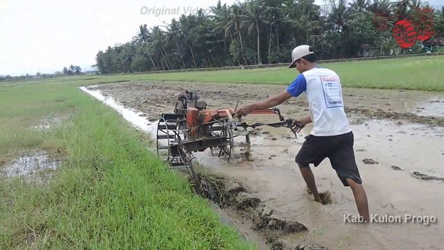 Walk Behind Tractors Turning The Wet Field Over Together смотреть онлайн
