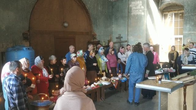 Великая суббота. Освещение пасхальной снеди в нашем храме