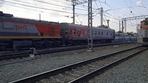 Тепловоз ТЭМ18ДМ-449 с вагоном дефектоскопом