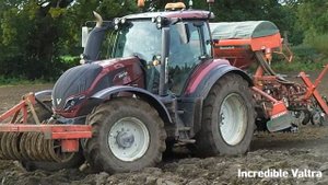 2017 Valtra T214 Direct 7.4 Litre 6-Cyl Diesel Tractor (215 / 230HP) with Vogel Seed Drill
