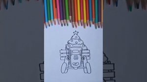 рисуем синий трактор,HOW TO DRAW BLUE TRACTOR