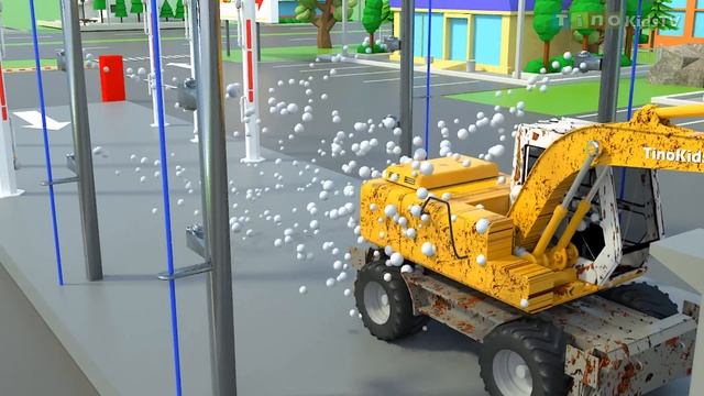 Farm Animal Houses Construction for Kids | Mini Excavator & Construction Trucks for Children