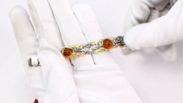 Серебряный браслет Янтарная волна с янтарём Я824919пк-к