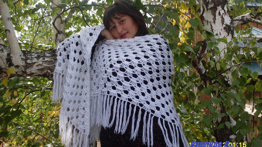4.МК #ШАЛЬ "РАКУШКА" КРЮЧКОМ #ОТ ВЕРХНЕГО КРАЯ