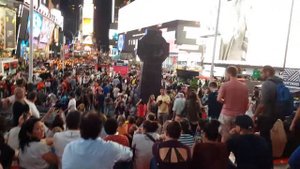 Red Stairs in Time Square, Duffy Square, New York, USA - 1 Minute Story NS