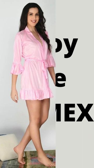 Most Beautiful Satin Frilled Lounge Robe With Belt (Pink) | Nighty | Satin Nightwear Collection смотреть онлайн