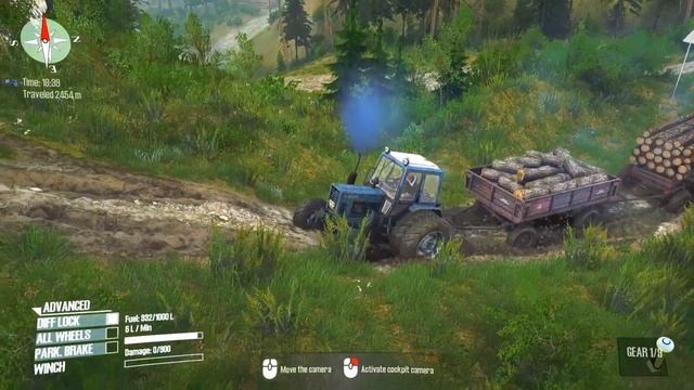 Spintires: MudRunner - MTZ Belarus Old Tractor Drives Up a Muddy Hill Gameplay PC смотреть онлайн