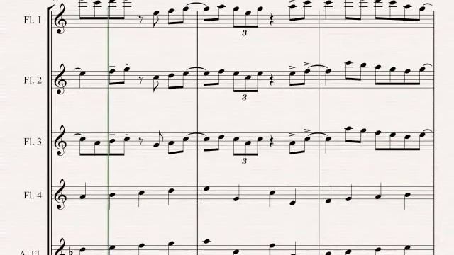 Pachelbel's Canon (Jazz) - Flute Quartet - ♪ Sheet Music ♪ смотреть онлайн