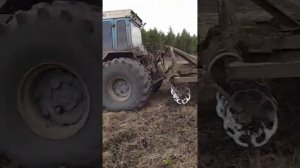 ввод залежных земель самодельным навесным лущильником на тракторе "Бизон"
