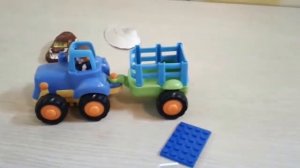 Мультик для детей игрушки Синий Трактор с прицепом