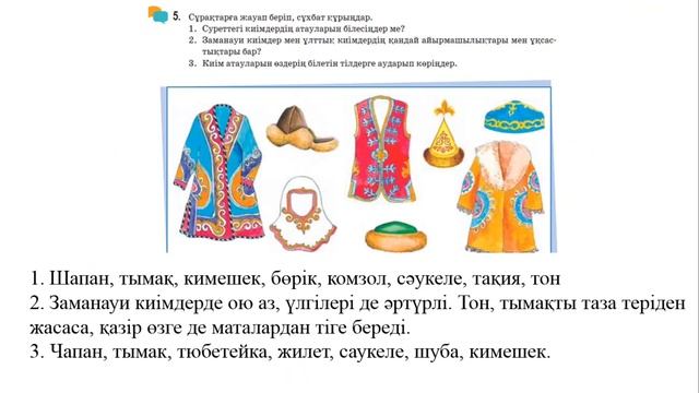 12-13 сабақ 5 сынып қазақ тілі Қазақтың ұлттық киімдері. Қазақ тілі 5 сынып 12-13 сабақ