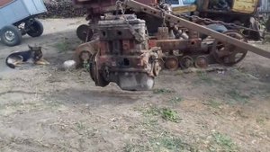 Снимаем мотор на т-70 с помощью МТЗ
