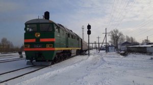 "Снова родная станция" 2ТЭ116-502 с пригородным поездом Устье Аха-Тавда прибывает на станцию Тавда