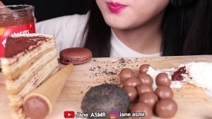 ASMR CHOCOLATE PARTY *MALTESERS SPREAD, CHOCOLATE CONE, TIRAMISU CREPE CAKE 초코 몰티져스 먹방 JANE ASMR 제인