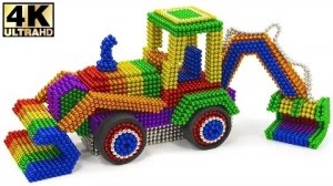 Мультики для детей - Как сделать экскаватор-погрузчик  из магнитных  шариков