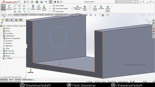 Mirror in SolidWorks 2020 | Lesson 21 | SolidWorks Tutorials Tamil
