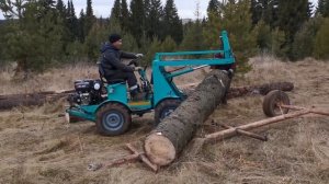 Минипогрузчик  самодельный в работе.
