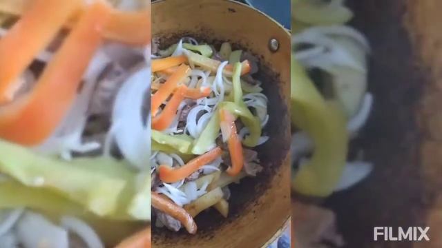 мясо с овощами на оливковом масле 