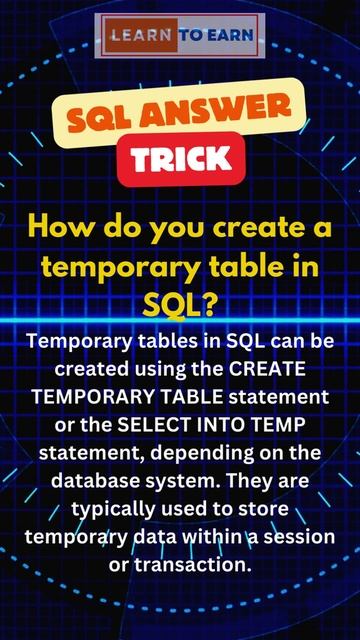 How do you create temporary table in SQL #how  #sql #microsoft #interviewready #technicalinterview
