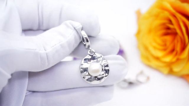 Серьги трендовые "Мятый металл" Посеребрение 12 мк Жемчуг натуральный сережки с подвесками 3453