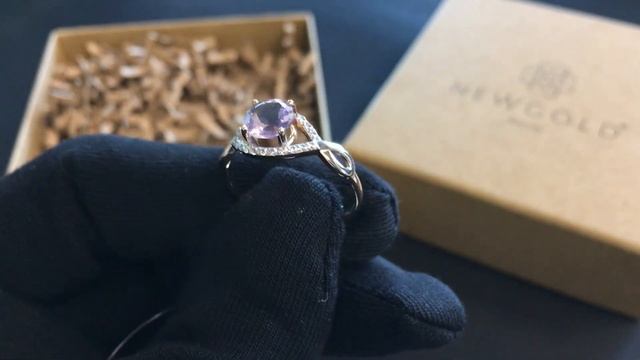 !Кольцо 1160 из красного золота 585 пробы с аметистом и фианитами смотреть онлайн