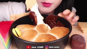 ASMR MARSHMALLOW S'MORES DIP, CHOCOLATE ICE CREAM, CREPE CAKE 스모어딥 마쉬멜로우, 초콜릿 아이스크림 먹방 JANE ASMR 제인