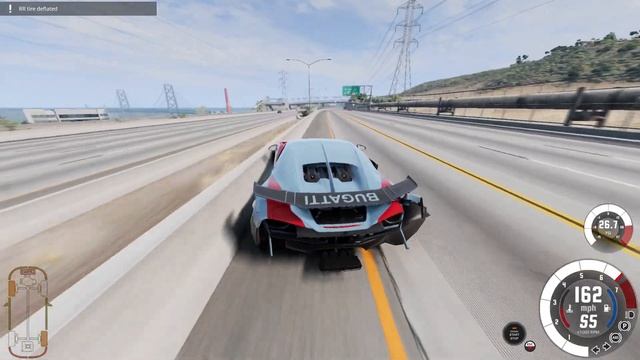 Bugatti Veyron Police Chase + Crash | BeamNG drive смотреть онлайн