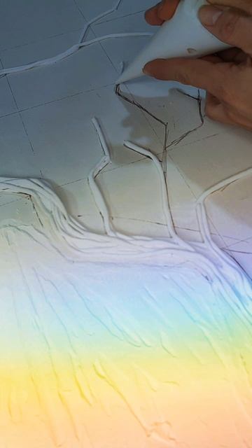 Нанесение текстуры интерьерная картина дерево в горах