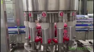 Автоматическая линия розлива газированной воды и газированных напитков в алюминиевые банки.