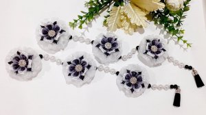 Лента в косу на зажимах с камелиями