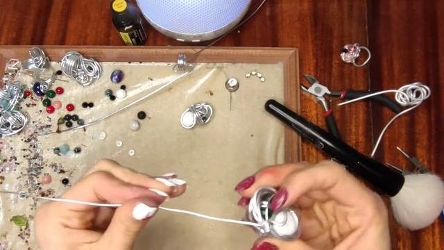 МК колечко с натуральными камнями и ювелирной проволоки