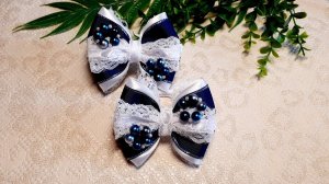 Школьные бантики с декором из бусин