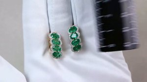 Золотые серьги Александра с бриллиантом и изумрудом 2020846ск