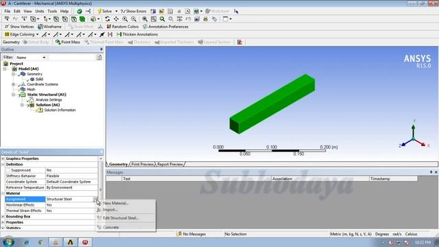 Static Structural Analysis of Cantilever Beam using ANSYS 15.0 смотреть онлайн