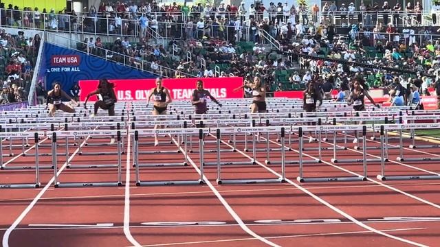 100m Hurdles 2024 U.S. Olympic Trials Round 1 Heat 1, Tonea Marshall, Talie Bonds, Alexandra Webste