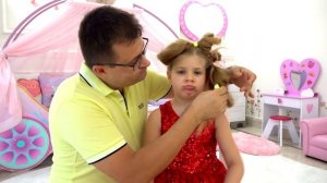 Диана и Рома - Диана и Папа - весёлая история про прически