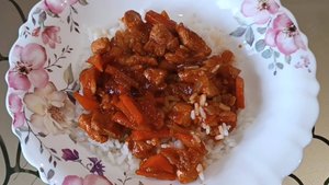 Рис с подливой из свинины