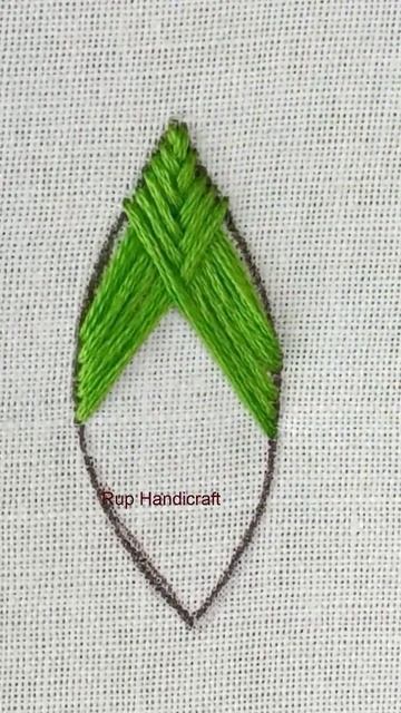 Basic Stitch Tutorial !!! Easy DMC Thread Fishbone Stitch Leaf Embroidery for Beginners #shorts