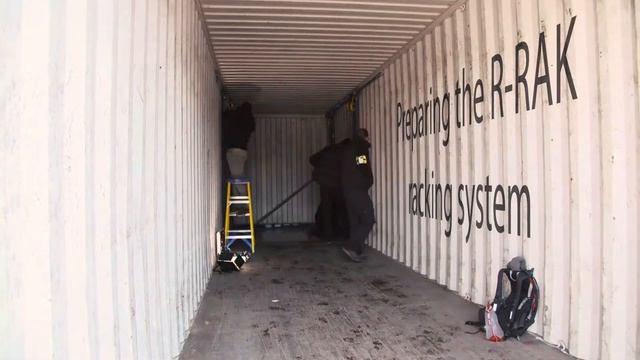 Load up to four vehicles in to a high cube shipping container using the R-RAK racking system